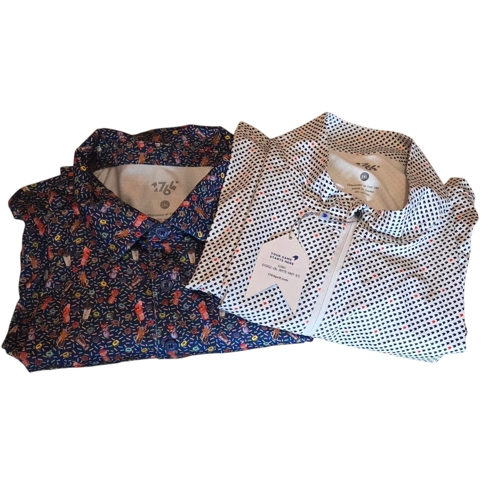 Bundle of 2 1764 Golf Pullover Mens Shirts A Polo And Quarter Zip Size 2XL